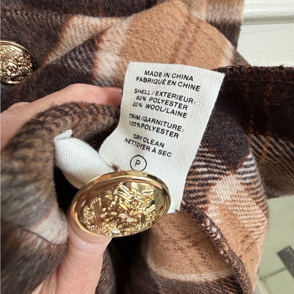 NWT new small Anthropologie avec les filles Plaid Button jacket shacket brown - Picture 13 of 16